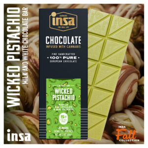 Fall cannabis products: Wicked Pistachio Milk and White Chocolate Bar